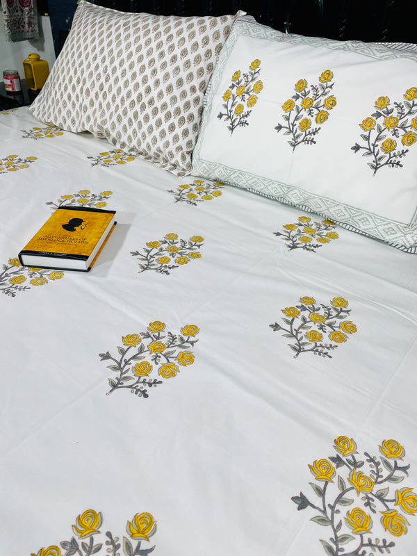 YELLOW FLORAL BEDSHEET SET