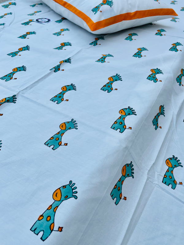 GREEN GIRAFFE KIDS SOFT COTTON BEDSHEET