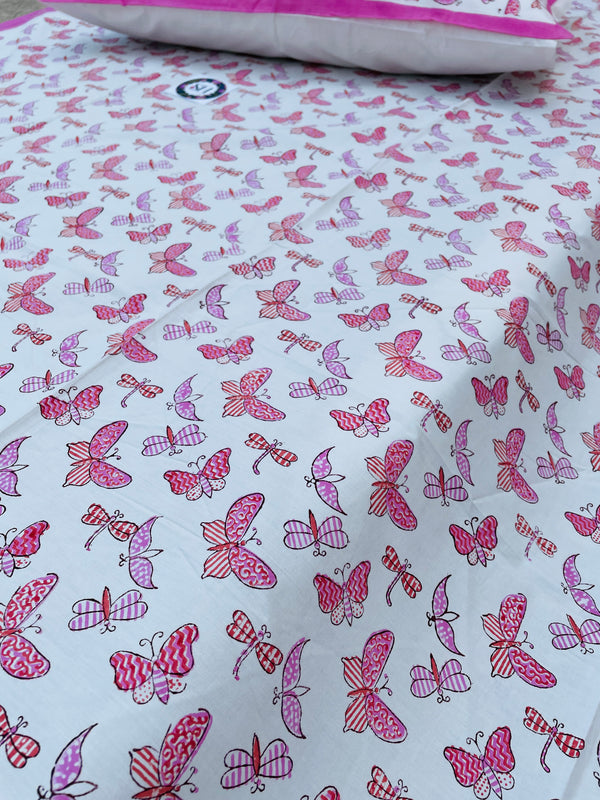 PINK BUTTERFLY KIDS SOFT COTTON BEDSHEET